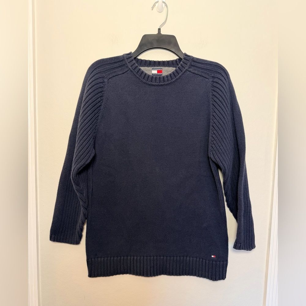 Tommy Hilfiger Vintage 2003 Y2K Heavy Knit Womens Navy Blue Sweater - Size XL
